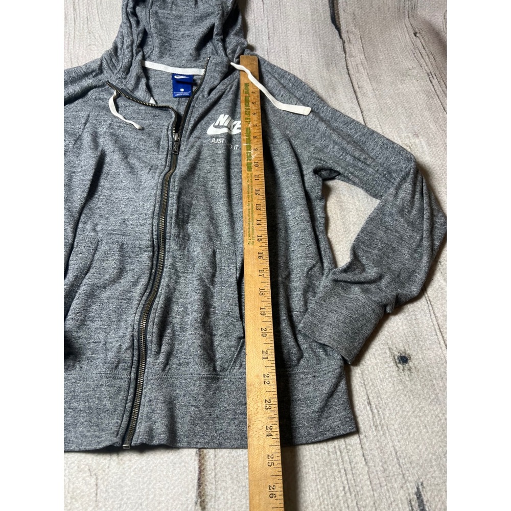 Nike Zip Up Hoodie Womens Large Gray Just Do It Sporty Minimalist Athleisure - Picture 3 of 8